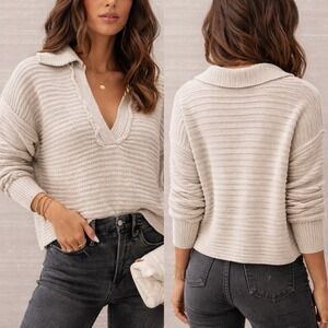 Free People Marlie Pullover Sweater Womens Size XS Oversized Beachy Boho Cotton